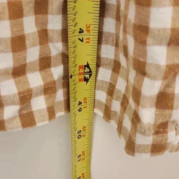 English Factory Brown/ White Plaid Ruffle Short Sleeves Jumpsuit Tie Back Size S - Picture 7 of 7